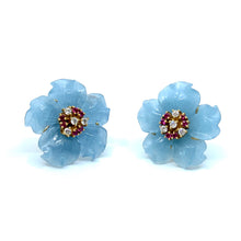 Load image into Gallery viewer, Carved aquamarine earrings